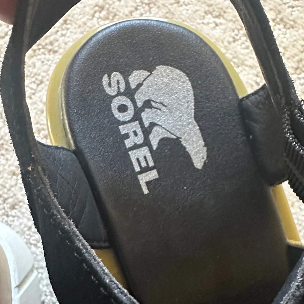 Sorel Strappy Wedge Sandals - Black and light Green - Picture 2 of 4